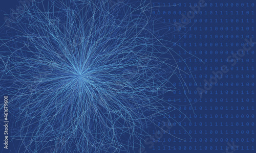 Abstract blue background with chaos lines. Big Data concept. Cyberspace visualization.