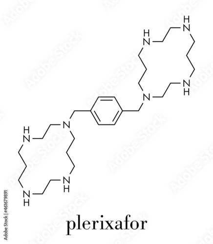 Plerixafor cancer drug molecule. Skeletal formula. photo