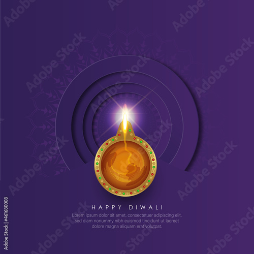DIWALI- ABSTRACT ILLUSTRATION OF DIYA ON DIWALI CELEBRATION.