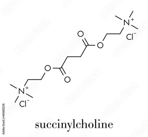Suxamethonium chloride (succinylcholine) muscle relaxant drug molecule. Skeletal formula.