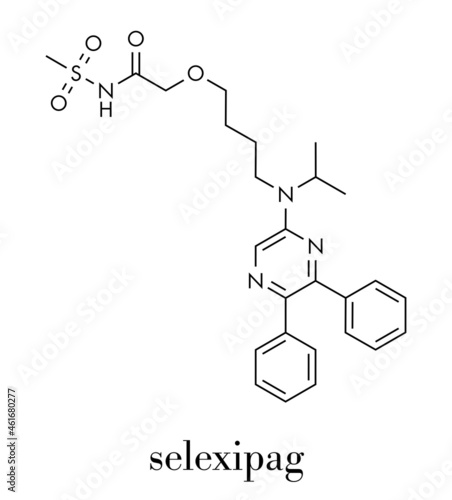 Selexipag pulmonary arterial hypertension drug molecule. Skeletal formula.