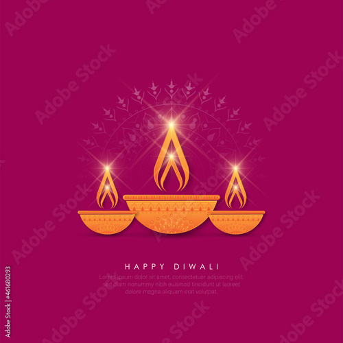 DIWALI- ABSTRACT ILLUSTRATION OF DIYA ON DIWALI CELEBRATION.