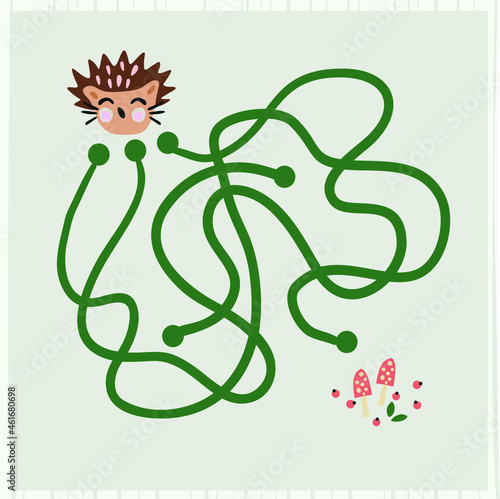 Maze with forest animals . Find right way. Kids mini game for development.