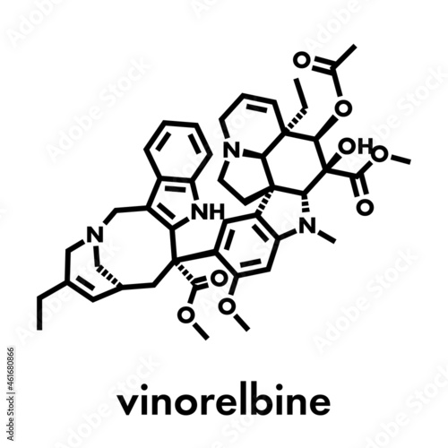 Vinorelbine  NVB  cancer chemotherapy drug molecule. Skeletal formula.