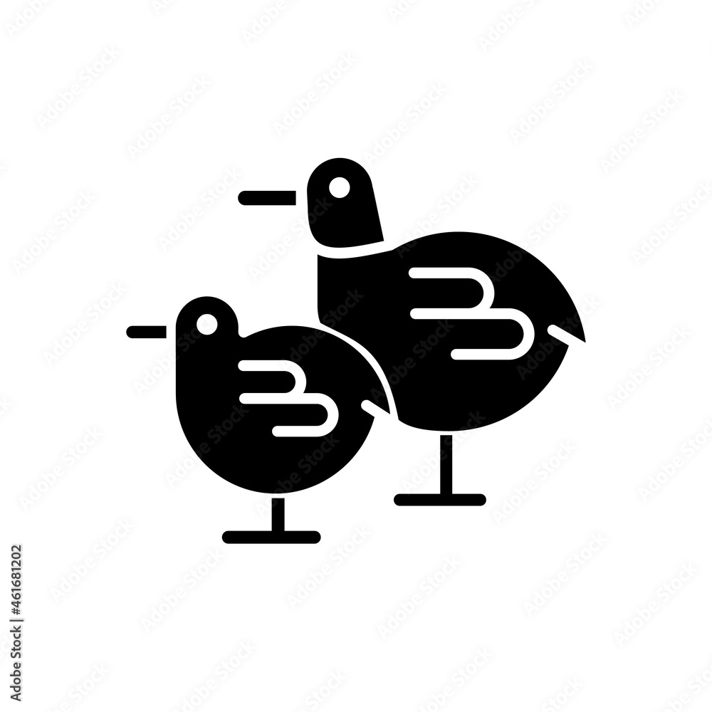 Chicks black glyph icon. Small fluffy newborn birds. Yellow baby chicken. Commercial poultry raising in incubator. Livestock husbandry. Silhouette symbol on white space. Vector isolated illustration Chicks black glyph icon. Small fluffy newborn birds. Yellow baby chicken. Commercial poultry raising in incubator. Livestock husbandry. Silhouette symbol on white space. Vector isolated illustration