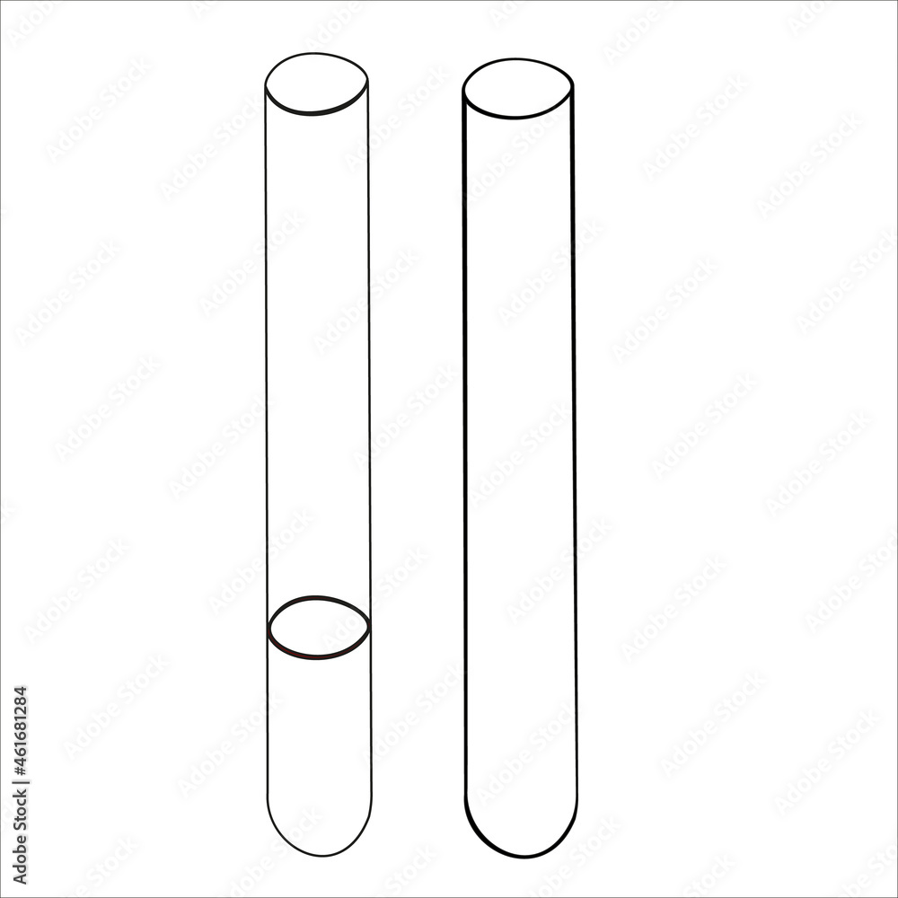An outline vector illustration of two glass tubes isolated on
