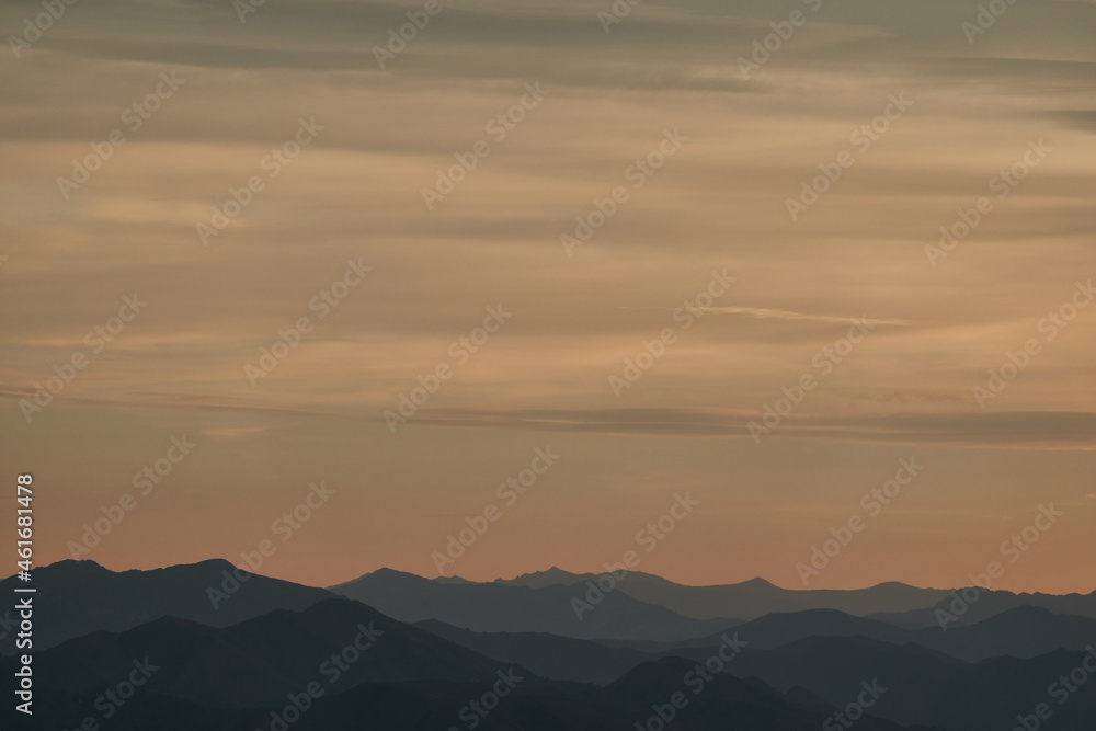 Sunset over the Picos de Europa National Park. Asturias. Spain