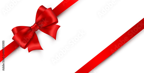 Shiny color satin ribbon on white background
