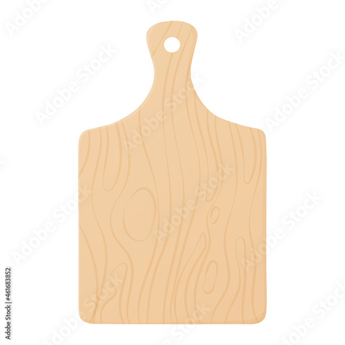 Wooden cutting board with a handle. Isolated illustration on a white background.