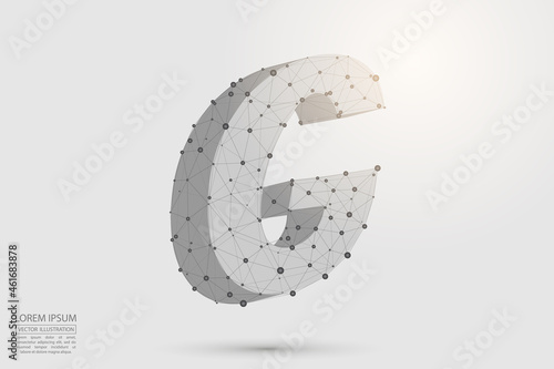 Abstract letters font is composed of three-dimensional triangles, lines, dots and spider webs of connections. Vector illustration eps 10.