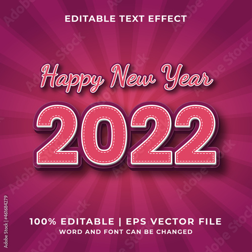 Happy New Year 2022 3d editable text effect Premium Vector