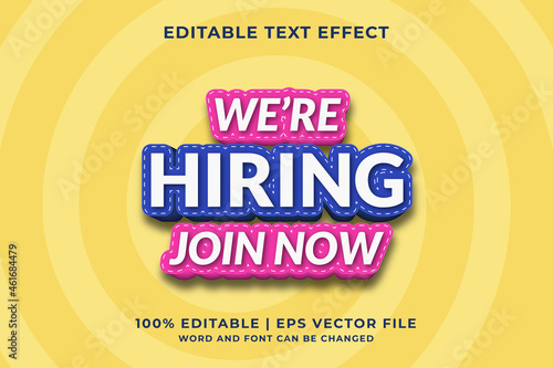 We Are Hiring 3d editable text effect Premium Vector