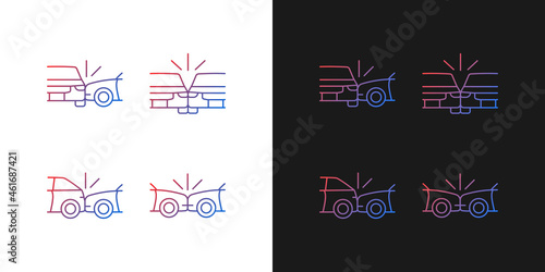 Tableau sur toile Vehicle crashes gradient icons set for dark and light mode
