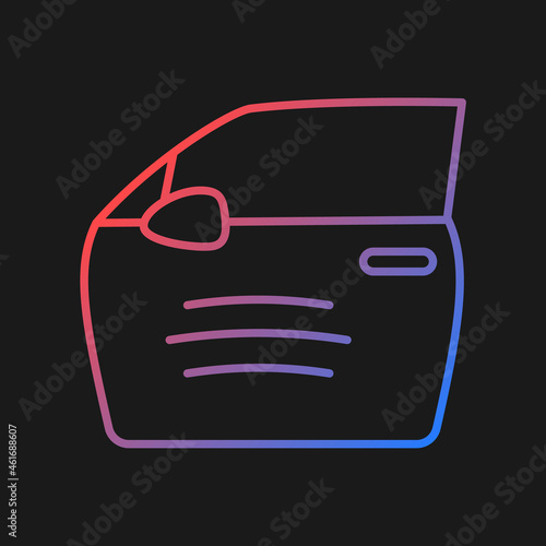 Paint scratch on car gradient vector icon for dark theme. Small dents on vehicle surface. Minor external damage. Thin line color symbol. Modern style pictogram. Vector isolated outline drawing