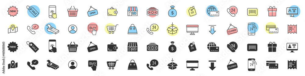 E commerce and online shopping icons collection in two different styles E commerce and online shopping icons collection in two different styles