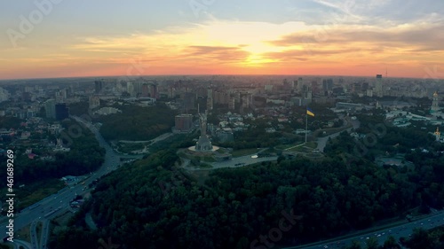 Wallpaper Mural Aerial view to the Motherland statue in the Kiev while a beautiful summer sunset. Ukraine Torontodigital.ca