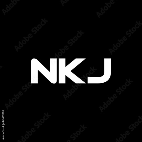 NKJ letter logo design with black background in illustrator, vector logo modern alphabet font overlap style. calligraphy designs for logo, Poster, Invitation, etc.