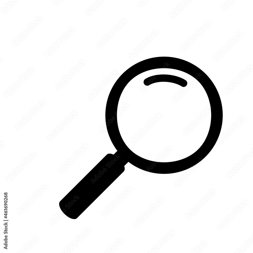 Magnifying glass icon isolated on white background. Search icon in flat style. Magnifying glass icon for search and zoom symbol, sign, ui and magnifier logo. Modern magnifying glass vector Magnifying glass icon isolated on white background. Search icon in flat style. Magnifying glass icon for search and zoom symbol, sign, ui and magnifier logo. Modern magnifying glass vector