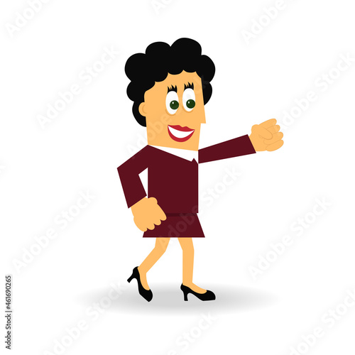 Leader isolated on white background. Happy woman gesture triumph and achievement. For web site, app, social media and poster. Creative business concept, vector illustration