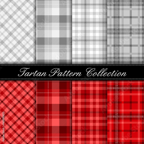 Elegant tartan pattern collection gray and red christmas theme