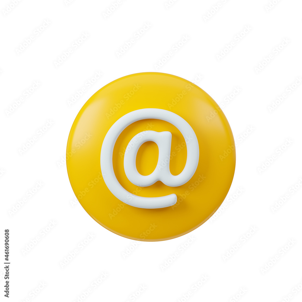 Email sign 3d render. Interface button isolated on white. Email sign 3d render. Interface button isolated on white.