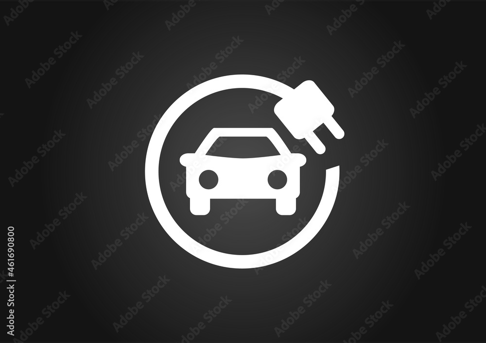 Fototapeta premium EV electric car sign illustration