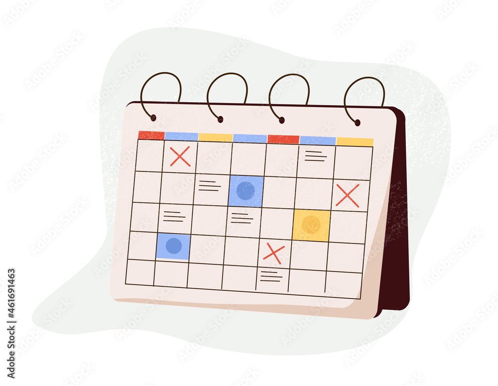 Calendar icon. Planning concept. Entrepreneurship and calendar schedule planning with filling course campaign. Vector illustrations business meeting and events organizing process office working vector - obrazy, fototapety, plakaty 