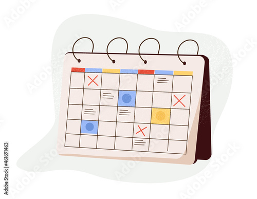 Calendar icon. Planning concept. Entrepreneurship and calendar schedule planning with filling course campaign. Vector illustrations business meeting and events organizing process office working vector photo