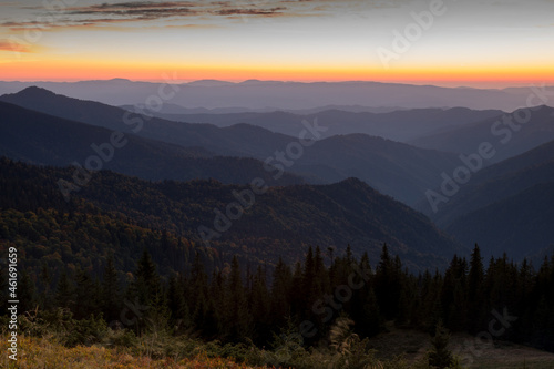 sunset high in the autumn mountains