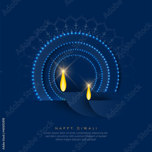 DIWALI- ABSTRACT ILLUSTRATION OF DIYA ON DIWALI CELEBRATION.