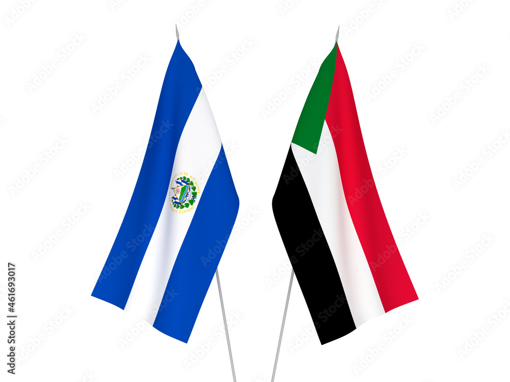 Sudan and Republic of El Salvador flags