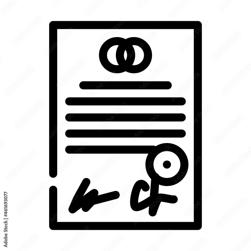 marriage document line icon vector. marriage document sign. isolated contour symbol black illustration marriage document line icon vector. marriage document sign. isolated contour symbol black illustration