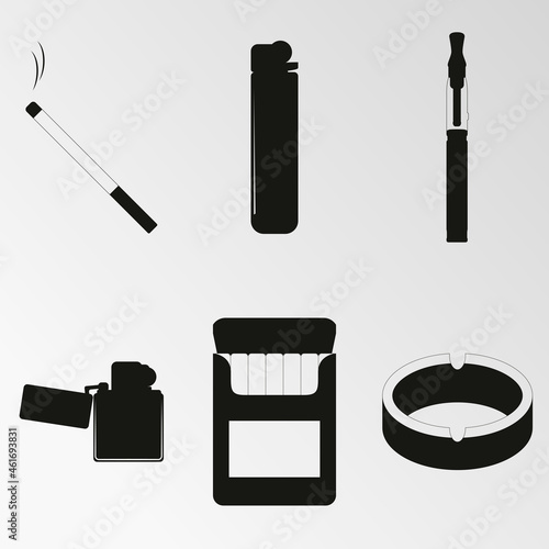 Set of objects on the theme of smoking