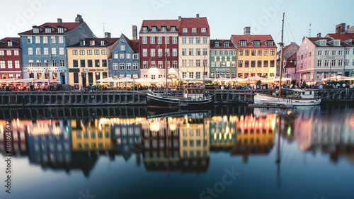 Nyhaven, Famous street in Copenhagen Denmark, 3 September 2021