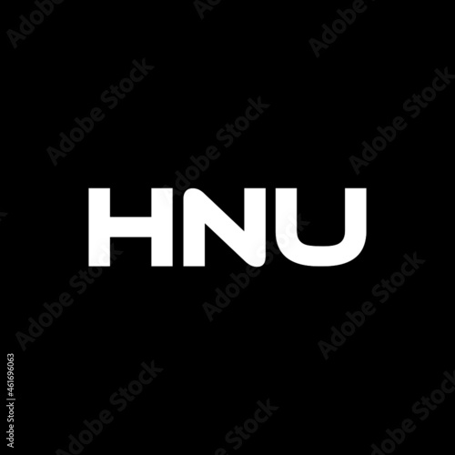 HNU letter logo design with black background in illustrator, vector logo modern alphabet font overlap style. calligraphy designs for logo, Poster, Invitation, etc.
