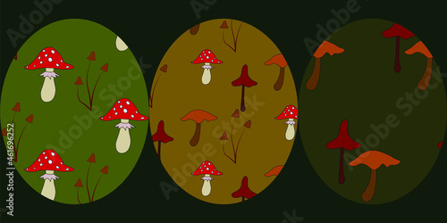 Mushrooms patterns set