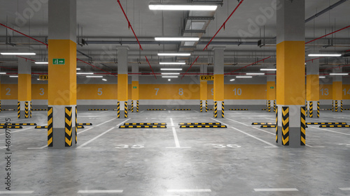 Empty underground parking, 3d render