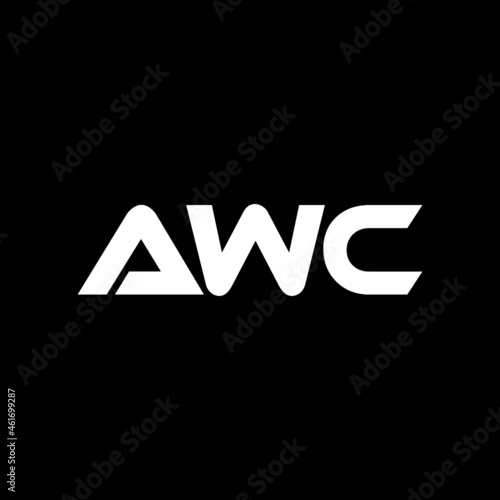 AWC letter logo design with black background in illustrator, vector logo modern alphabet font overlap style. calligraphy designs for logo, Poster, Invitation, etc.