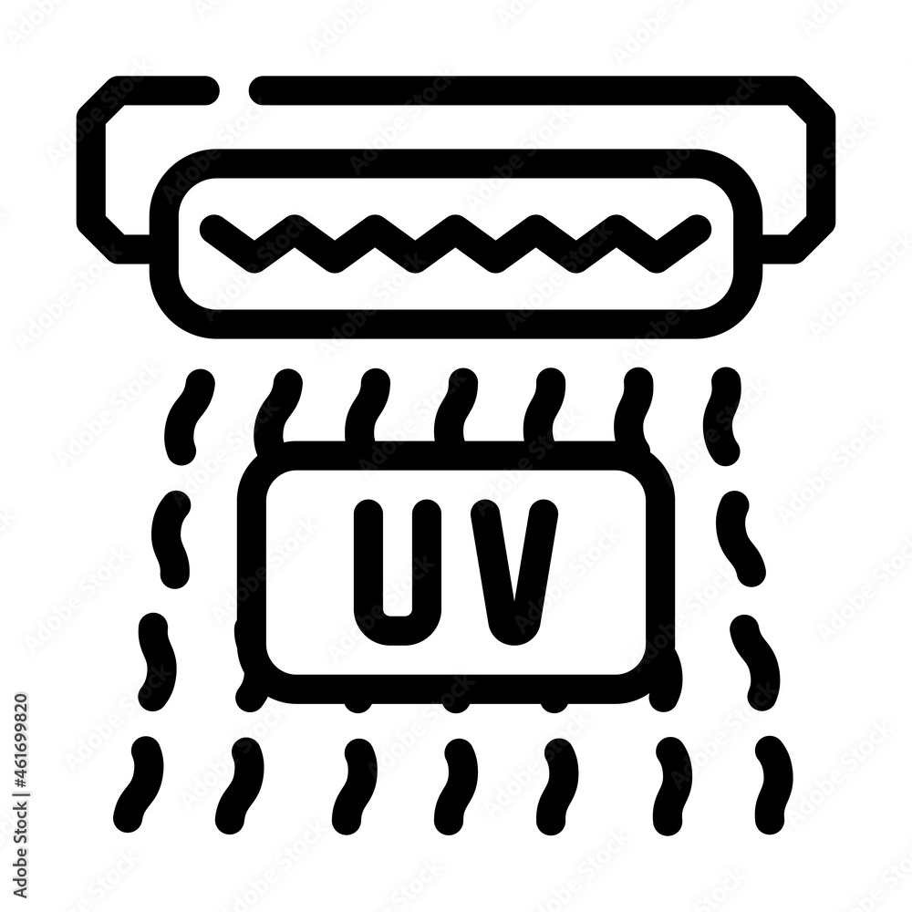 ultraviolet waves line icon vector. ultraviolet waves sign. isolated contour symbol black illustration ultraviolet waves line icon vector. ultraviolet waves sign. isolated contour symbol black illustration