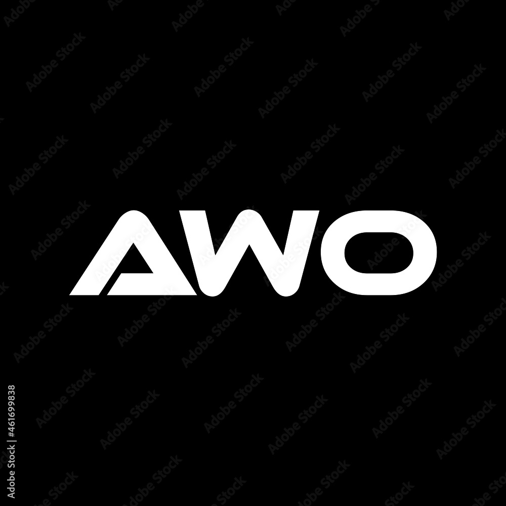 AWO letter logo design with black background in illustrator, vector ...