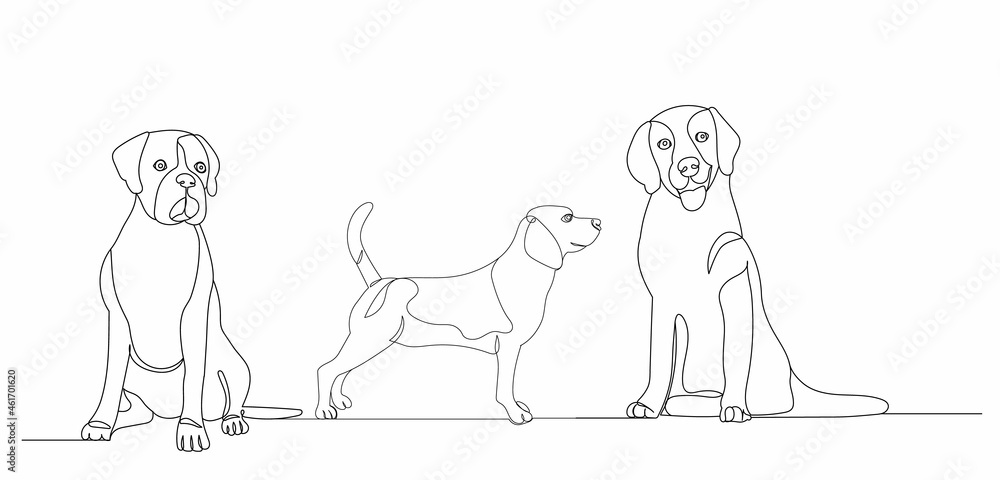 dog one line drawing, on white background