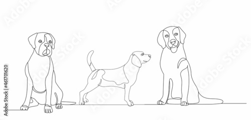 dog one line drawing, on white background © zolotons