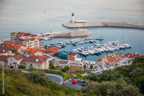 Aerial view of Lustica Bay in Montenegro. photo