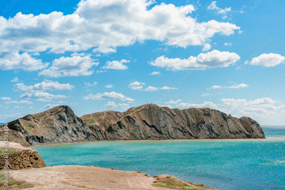Fototapeta premium Amazing landscape with hills and mountains on Cape Chameleon in Crimea