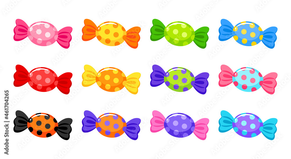 candy in wrapper set vector isolated candy in wrapper set vector isolated