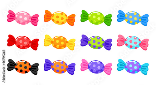 candy in wrapper set vector isolated