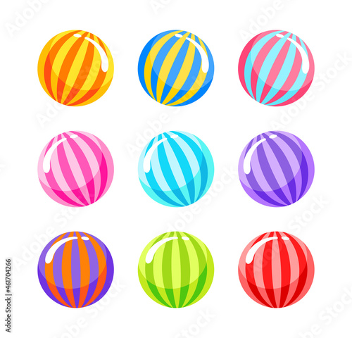 Striped Candy Ball set vector isolated