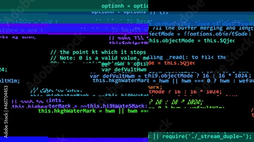 Chaotic flashing of computer text mixed with bright multi-colored stripes. An attempt to hack the program was successful.