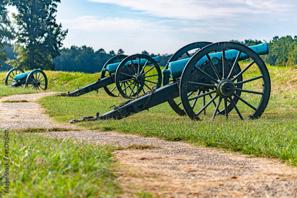 Civil War cannons on an old road