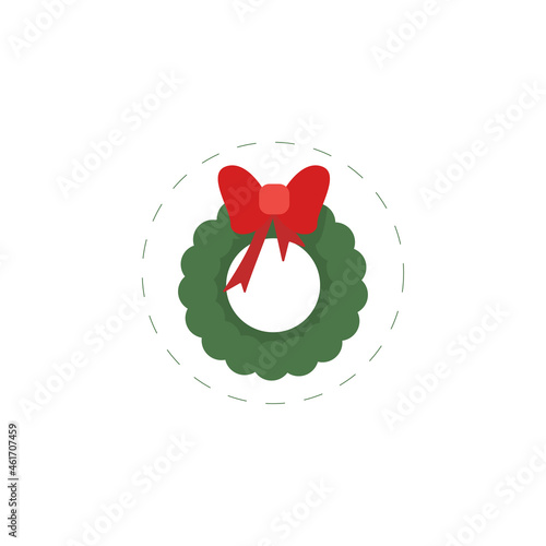 christmas wreath flat icon. christmas wreath clipart on white background.